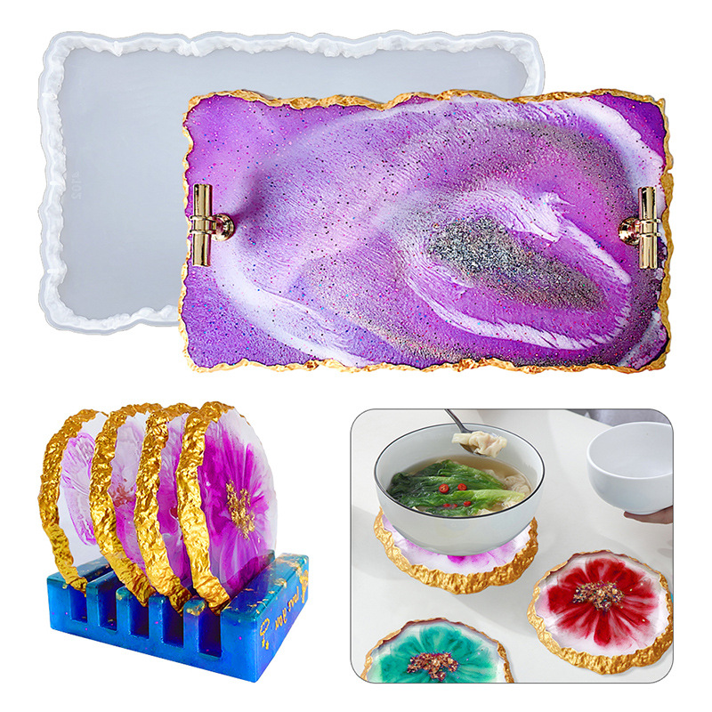DM413 Drusy Coaster Resin Mold - đánh giá và giá Serving Tray Mold