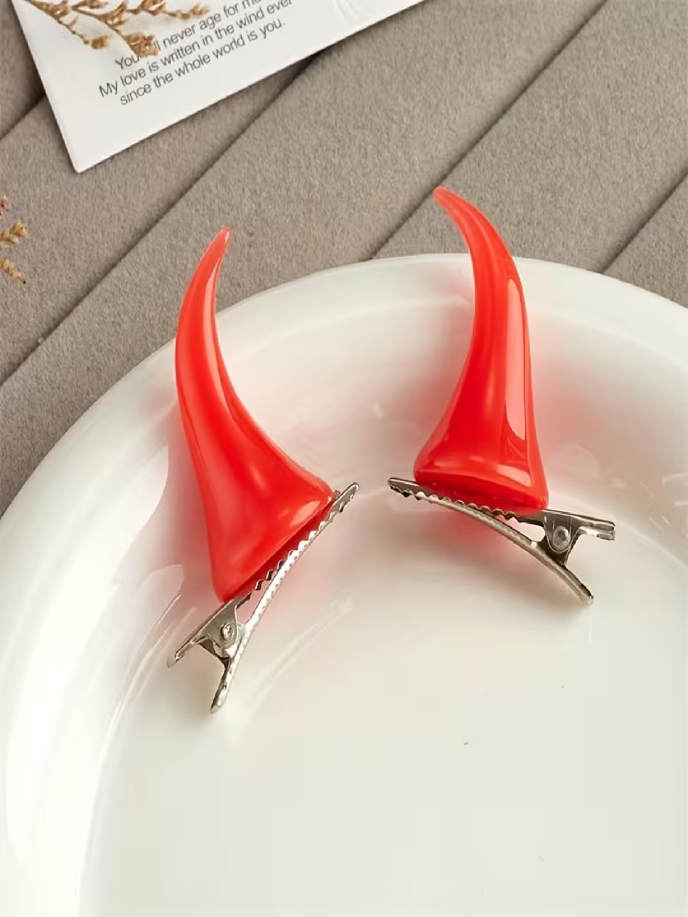 2-piece set, red horn hair cli - đánh giá và giá Resin Craft Ideas